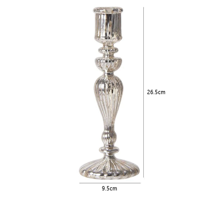 Set of Tall Borosilicate Glass Candle Stick Holder