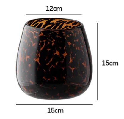 Set of Brown Leopard Print Candle Holder