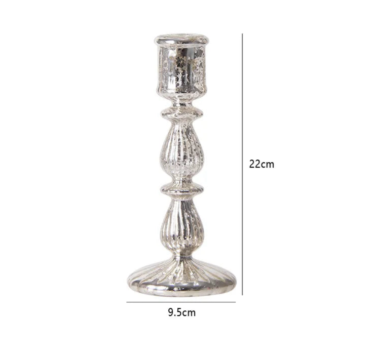 Set of Tall Borosilicate Glass Candle Stick Holder