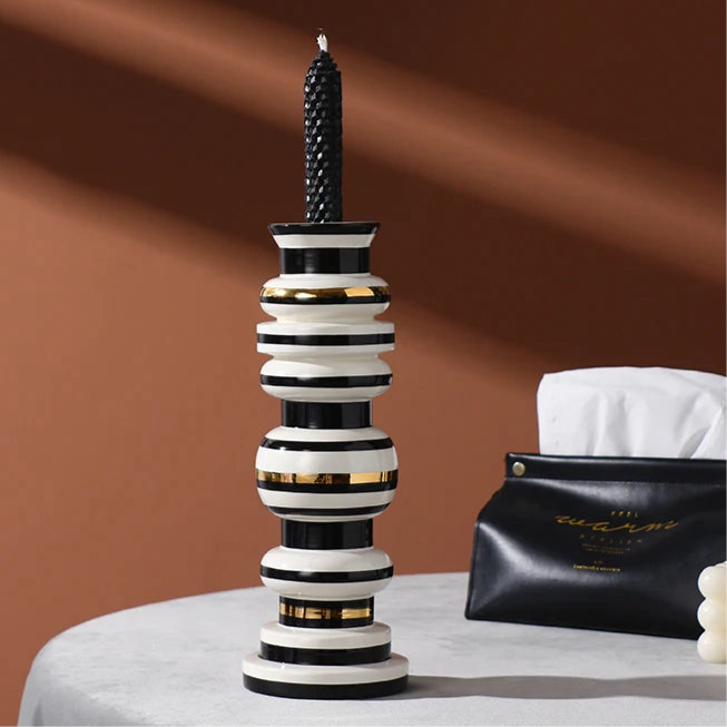 Pair of Modern Vintage Ornament Ceramic Candle Holder