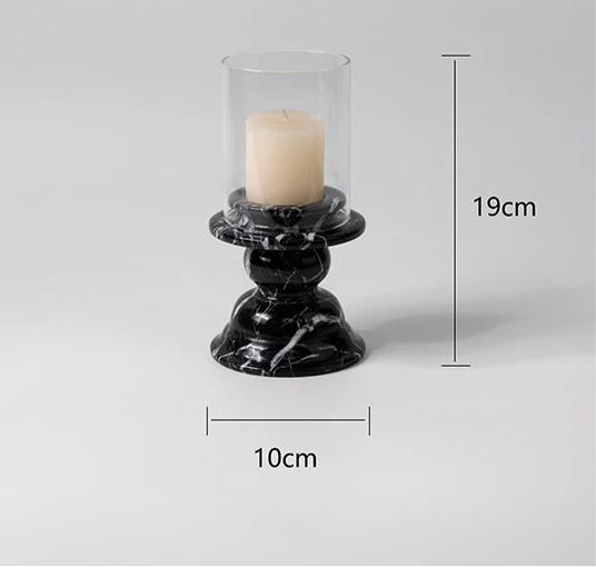 Set of Modern Simplicity Handmade Black Marble Glass Candle Holder