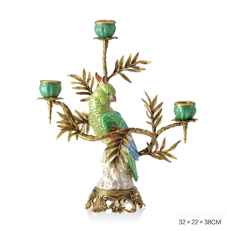 Three Headed Parrot Candle Holder