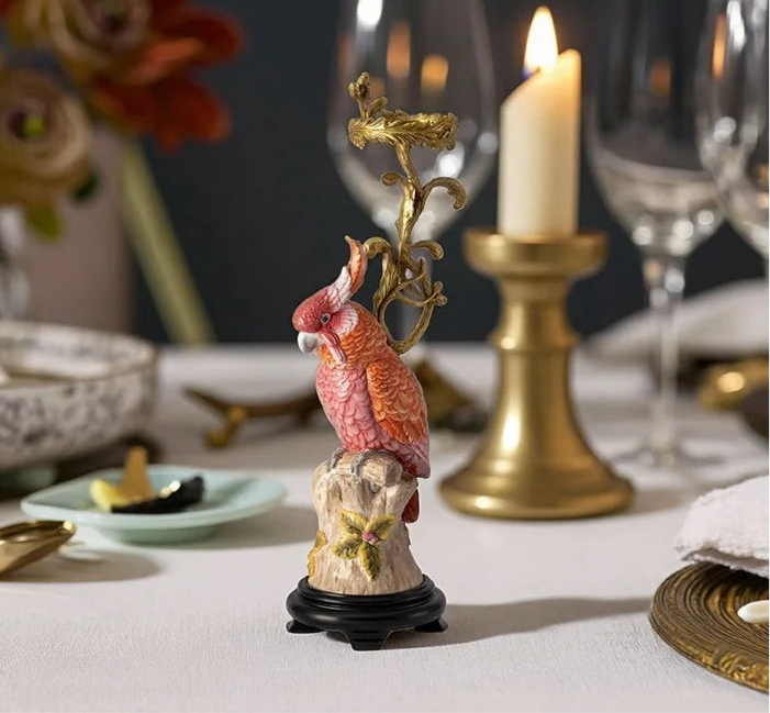 Pair of Pink Parrot Candle Holder