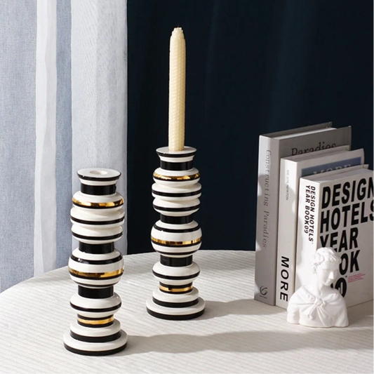 Pair of Modern Vintage Ornament Ceramic Candle Holder