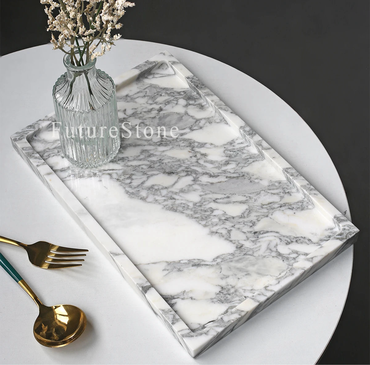 Natural Red Marble Decorative Candle Tray