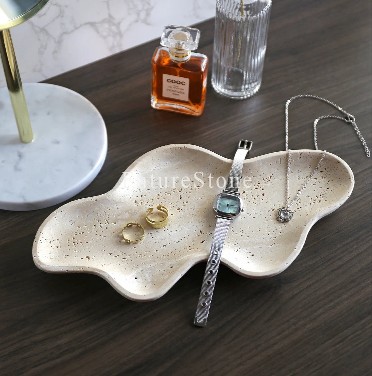 Modern Natural Irregular Marble Candle Tray