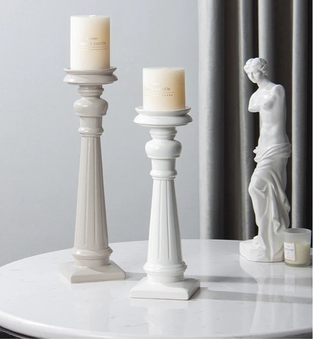 Set of European Elegant Handmade Ceramic Candle Holders