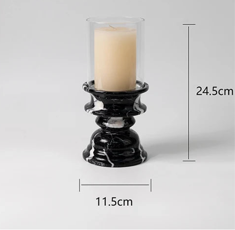 Set of Modern Simplicity Handmade Black Marble Glass Candle Holder