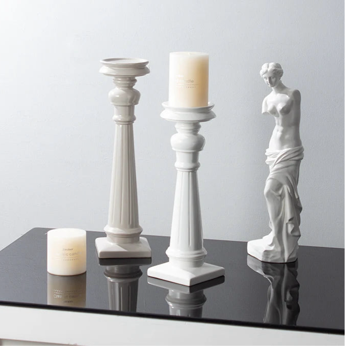 Set of European Elegant Handmade Ceramic Candle Holders