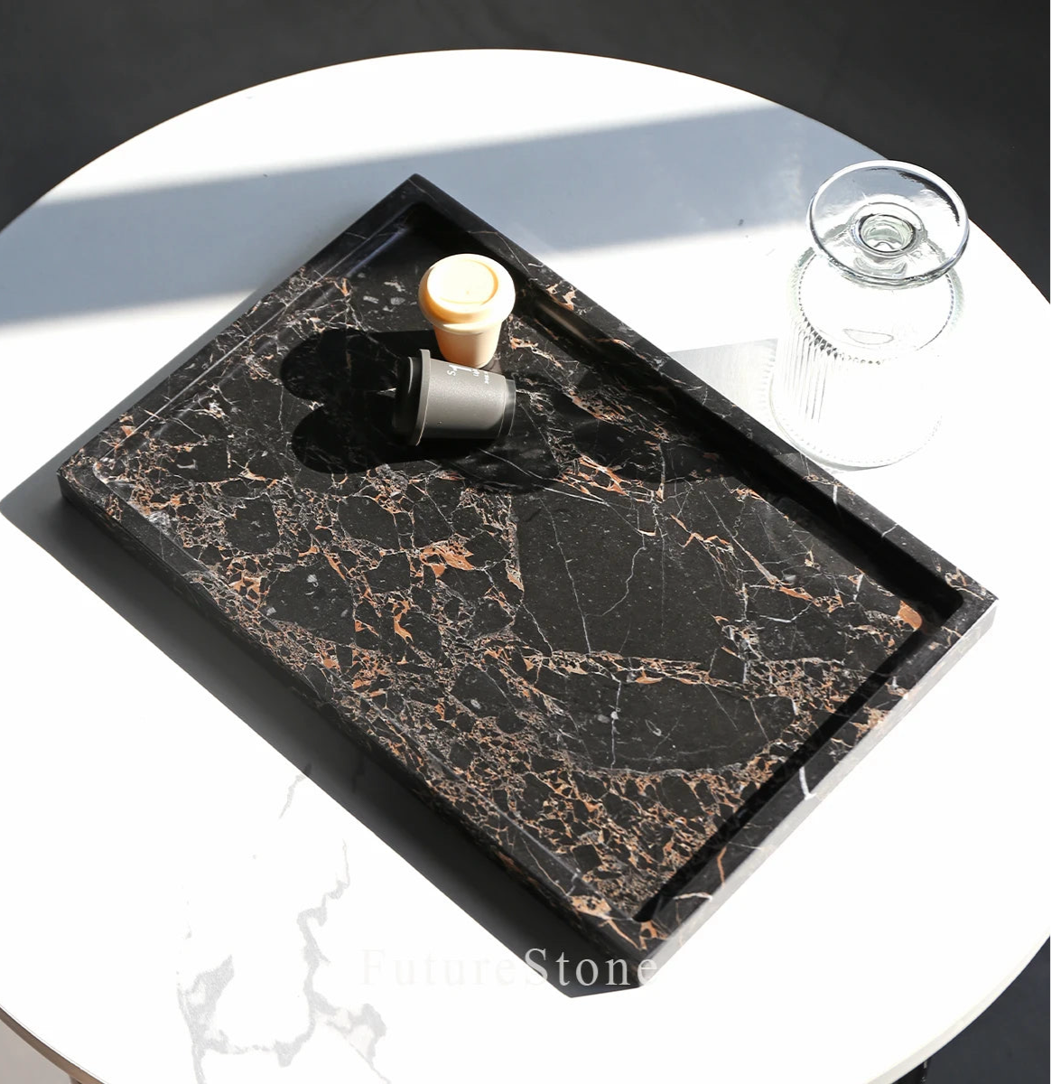 Natural Red Marble Decorative Candle Tray