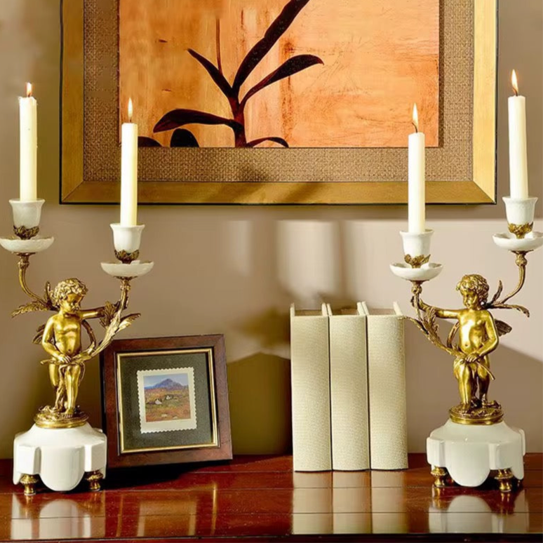 Pair of Angel Sculpture Candle Holder