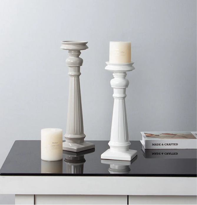 Set of European Elegant Handmade Ceramic Candle Holders