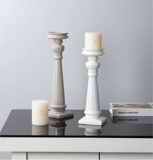 Set of European Elegant Handmade Ceramic Candle Holders