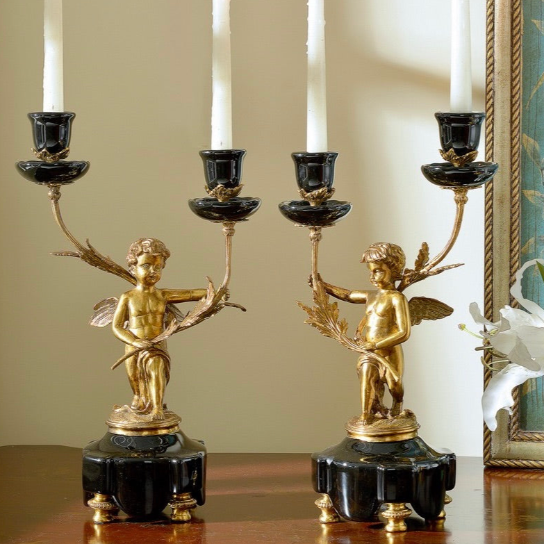 Pair of Angel Sculpture Candle Holder