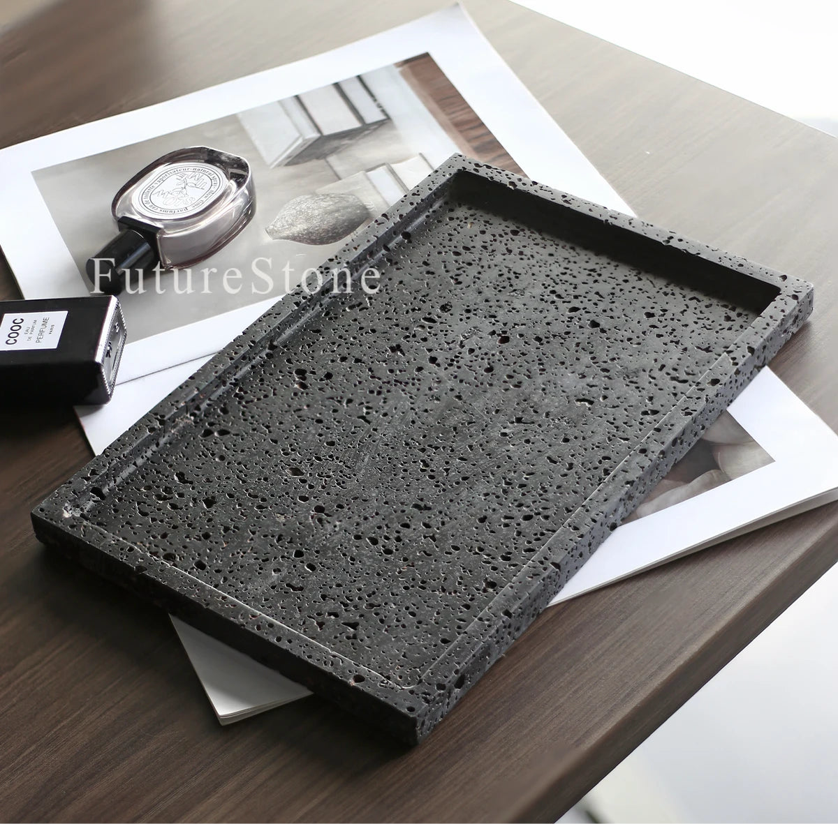 Natural Red Marble Decorative Candle Tray