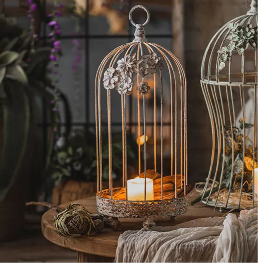 Handmade Antique Birdcage Style Candle Holder