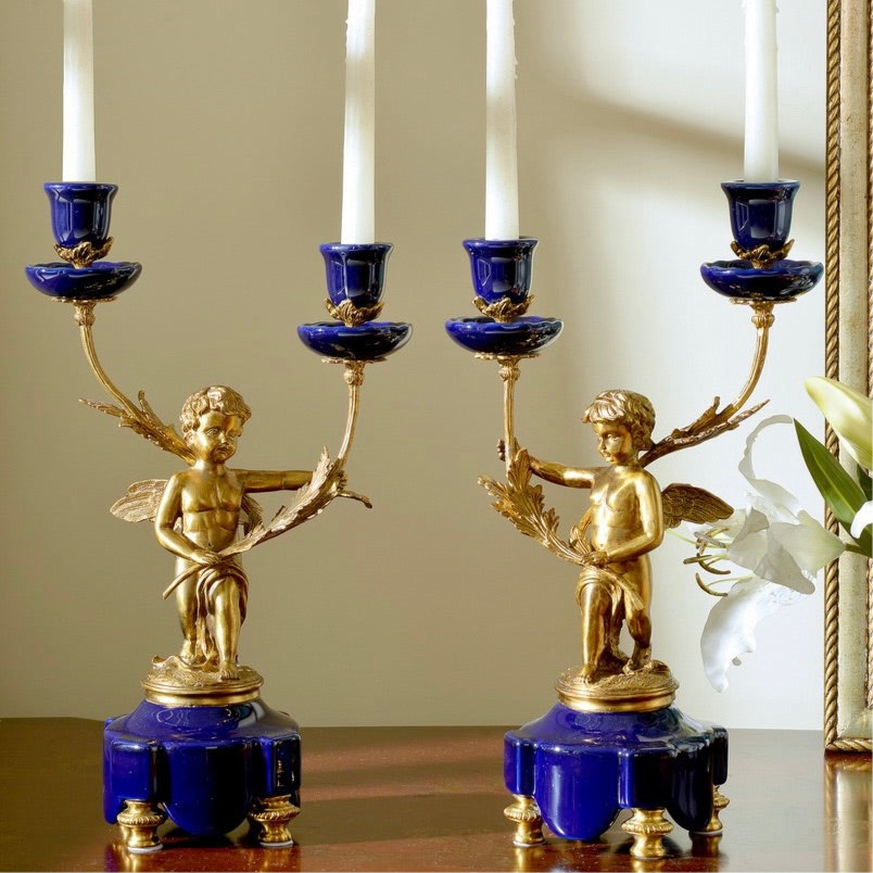 Pair of Angel Sculpture Candle Holder