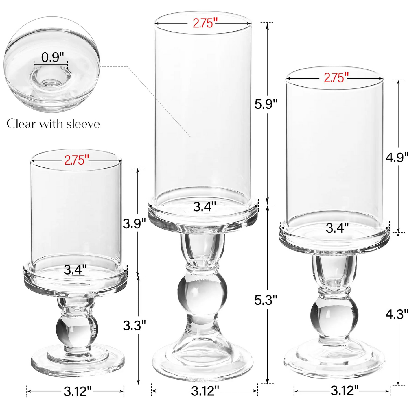 Set of Single Head Glass Candle Holder