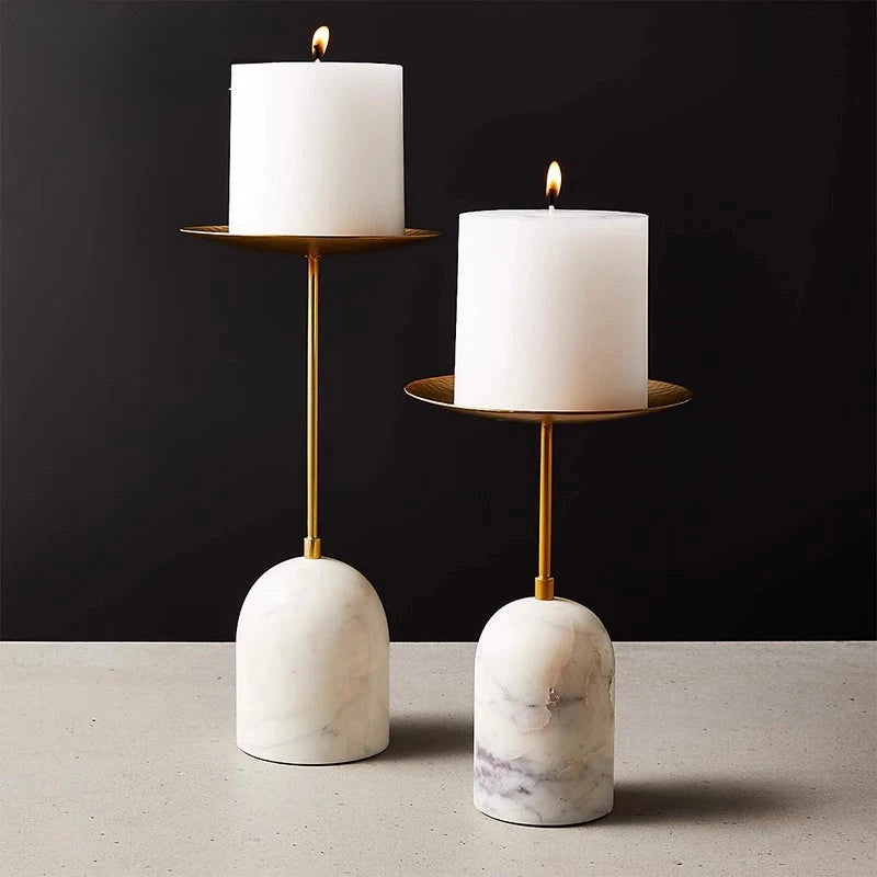 Set of Natural Marble Stone Candle Holder