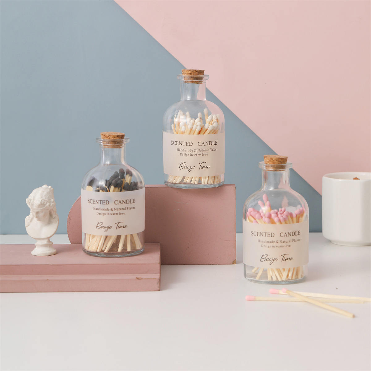 Pack of 3 Especial Candles Matches Glass Bottle