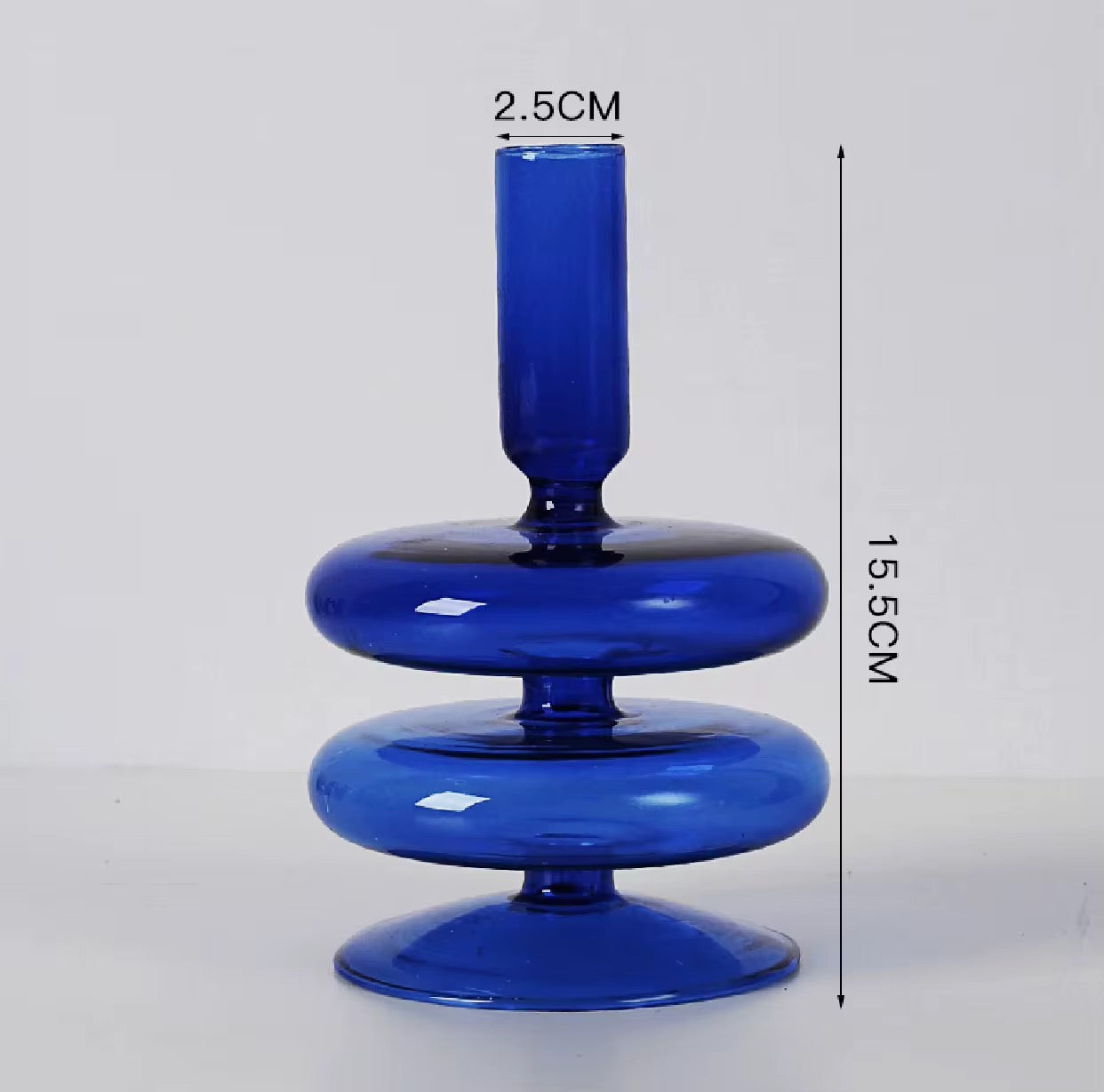 Set of Blue Glass Candle Holder