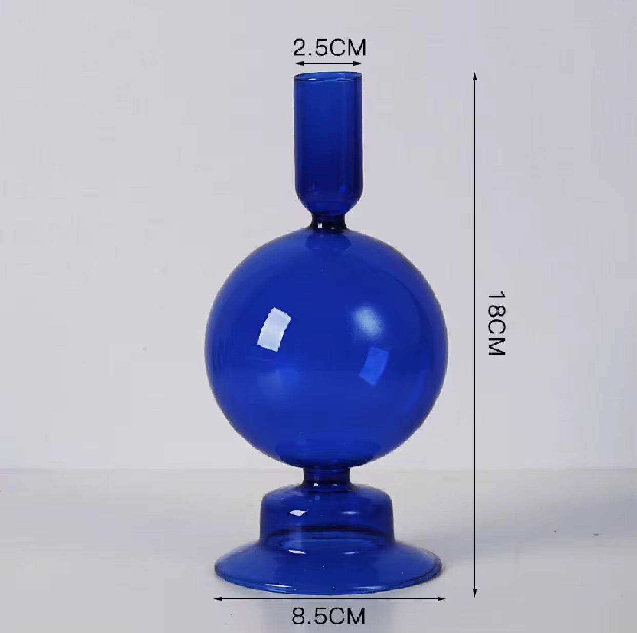 Set of Blue Glass Candle Holder