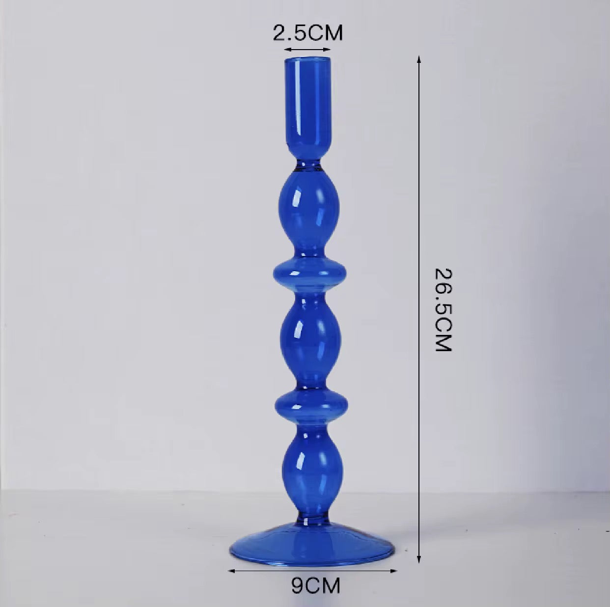 Set of Blue Glass Candle Holder