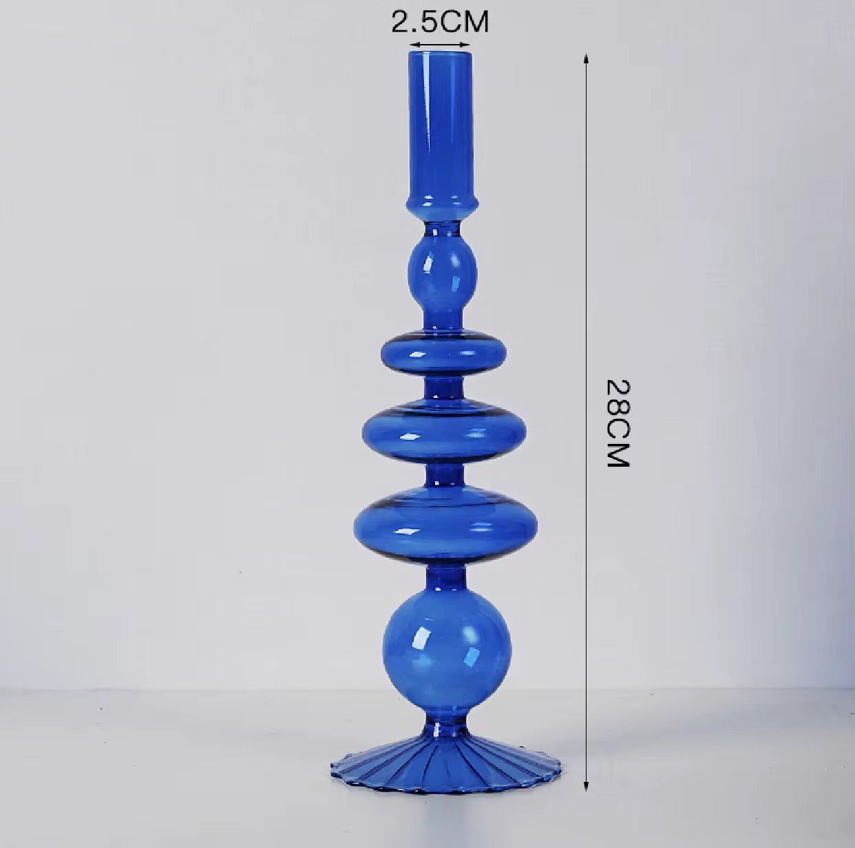 Set of Blue Glass Candle Holder