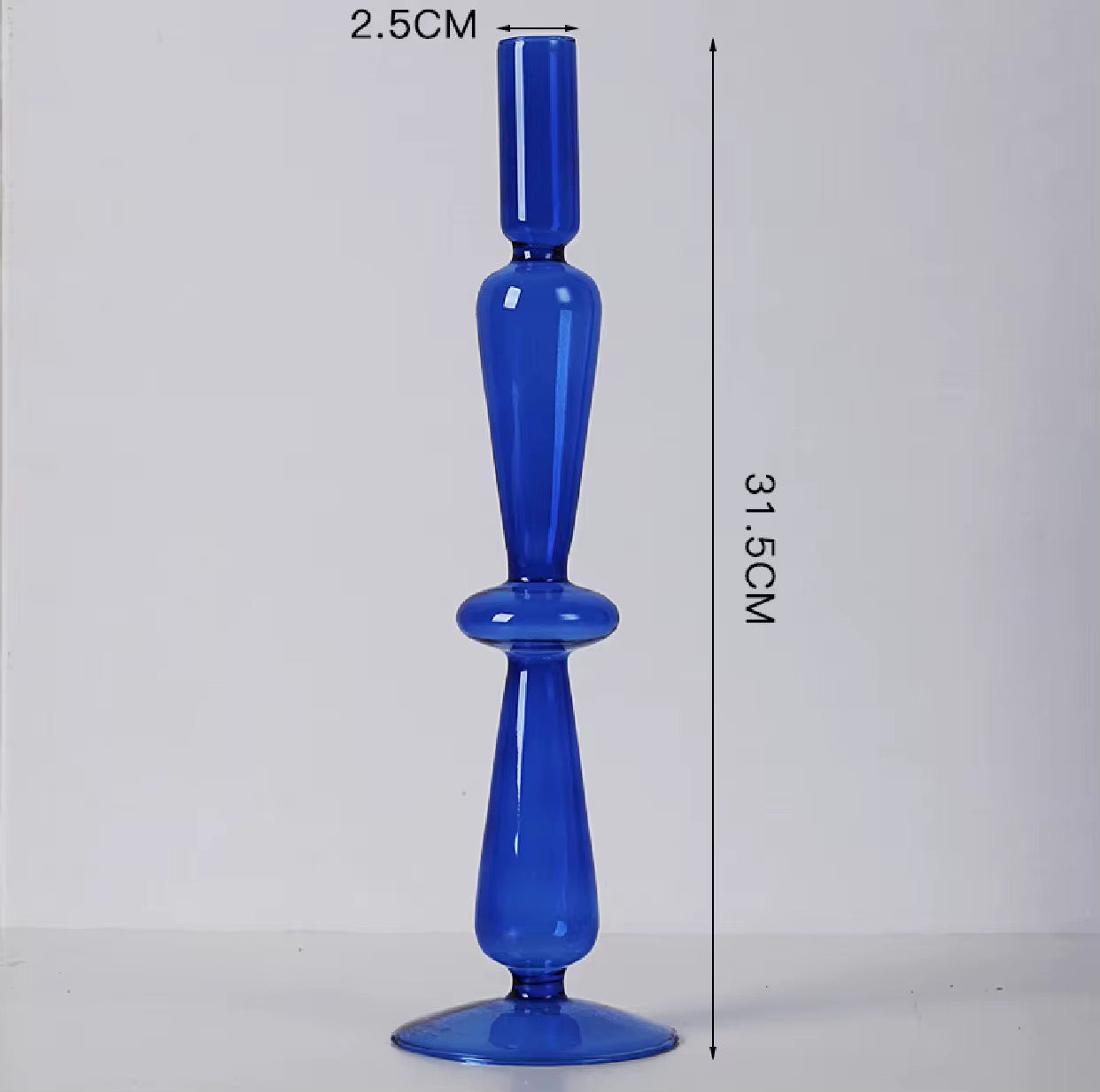 Set of Blue Glass Candle Holder
