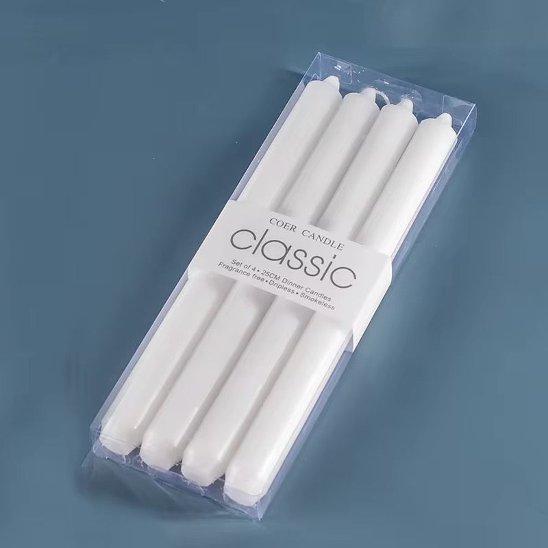 5 Boxes of Tall Colored Dinner Taper Candles