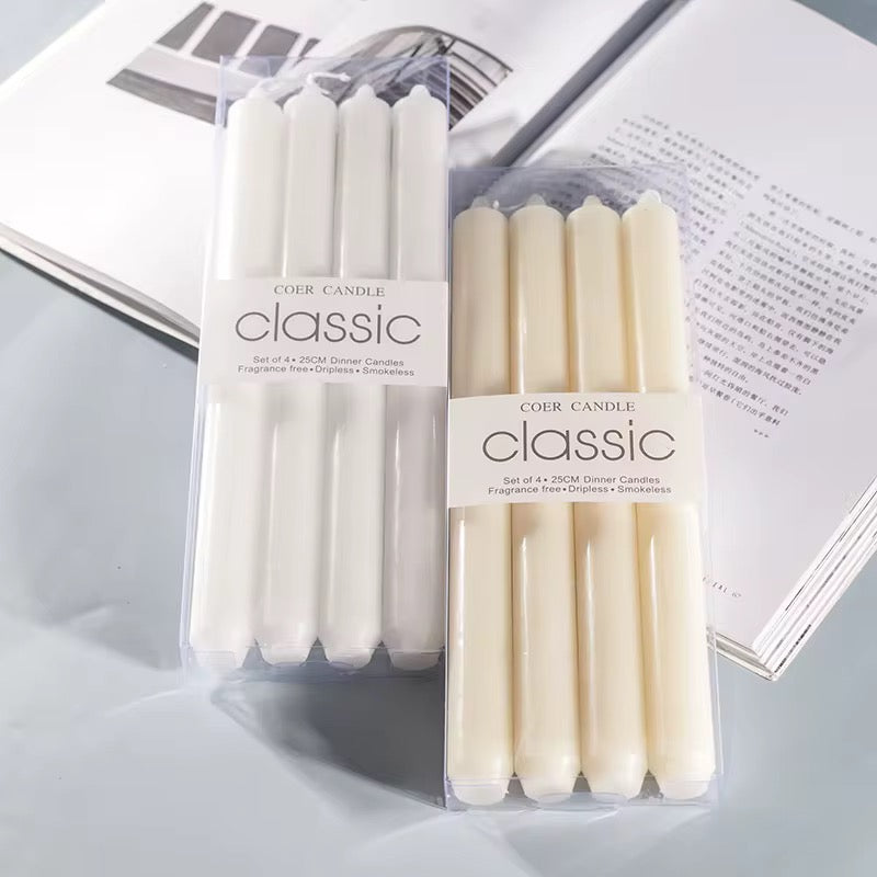 5 Boxes of Tall Colored Dinner Taper Candles