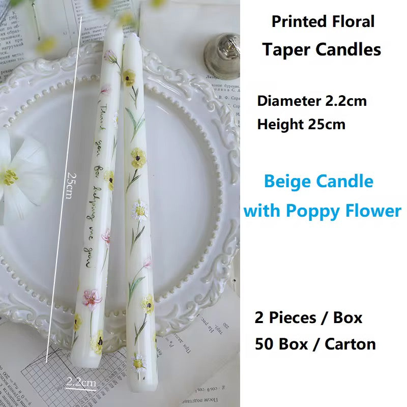 4 Boxes of European-Style 25cm Long-Stem Floral Candle