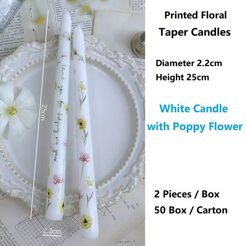 4 Boxes of European-Style 25cm Long-Stem Floral Candle