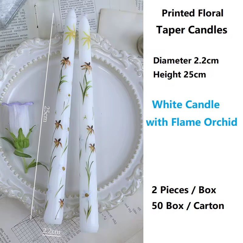 4 Boxes of European-Style 25cm Long-Stem Floral Candle