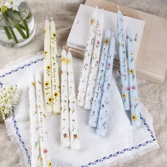 4 Boxes of European-Style 25cm Long-Stem Floral Candle
