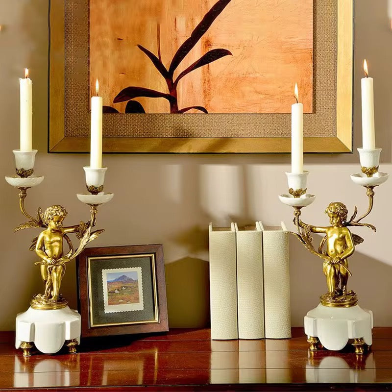 Pair of Angel Sculpture Candle Holder