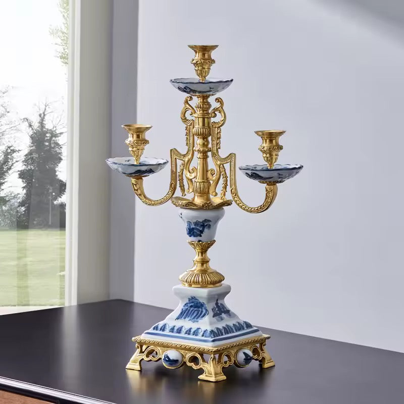 Copper Porcelain Candlestick