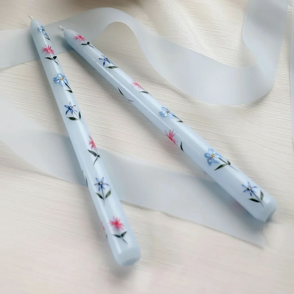 5 Boxes of European Romantic flowered Pillar Candle