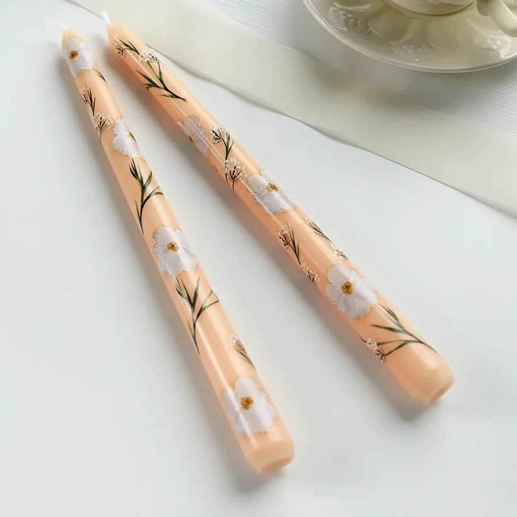 5 Boxes of European Romantic flowered Pillar Candle