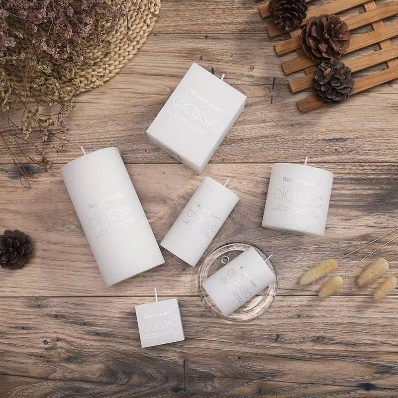 Pack of 2 Multiple Sizes Minimal Pillar Candles