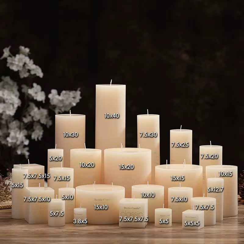 Pack of 2 Multiple Sizes Minimal Pillar Candles