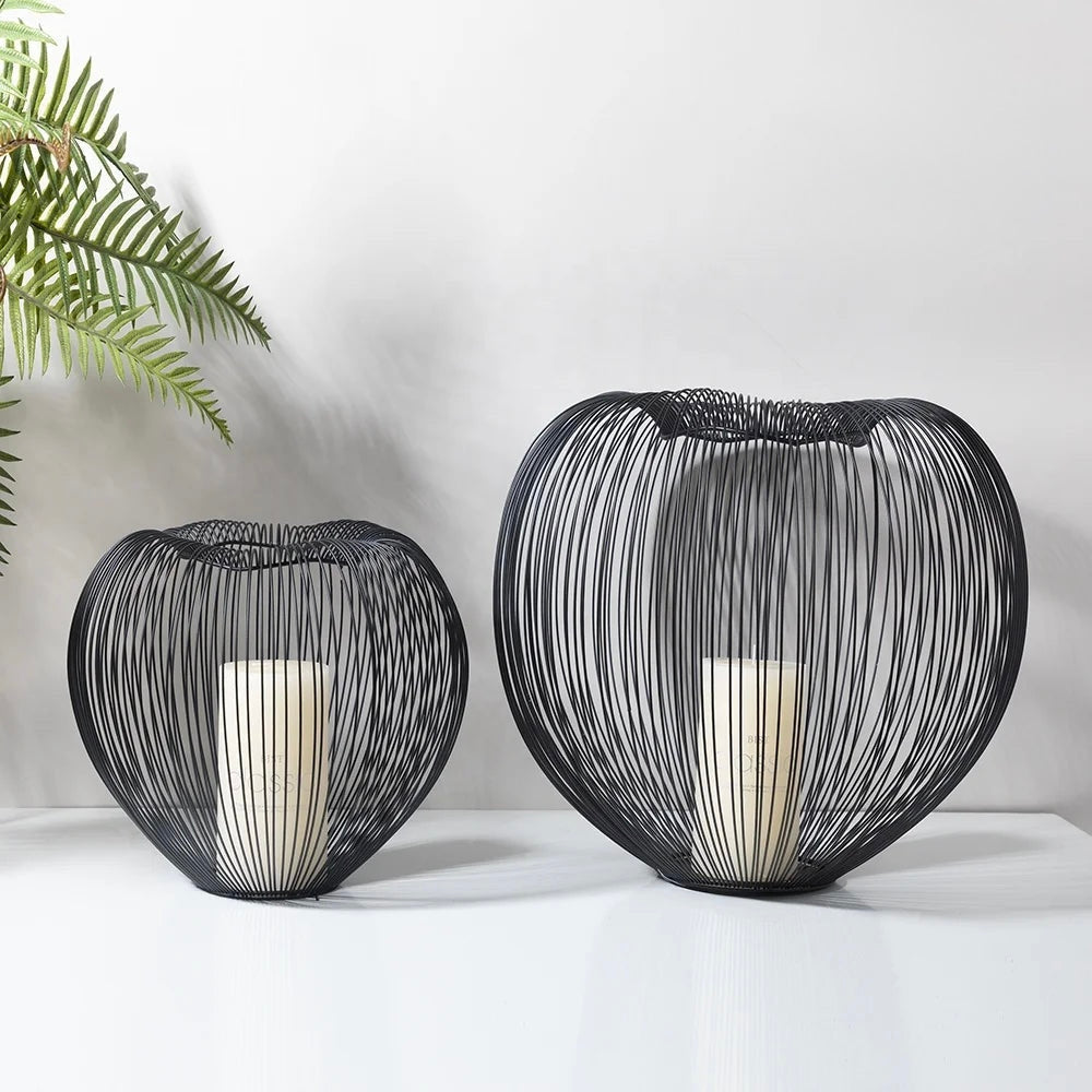 Unique Black Iron Apple Shaped Candle Holder