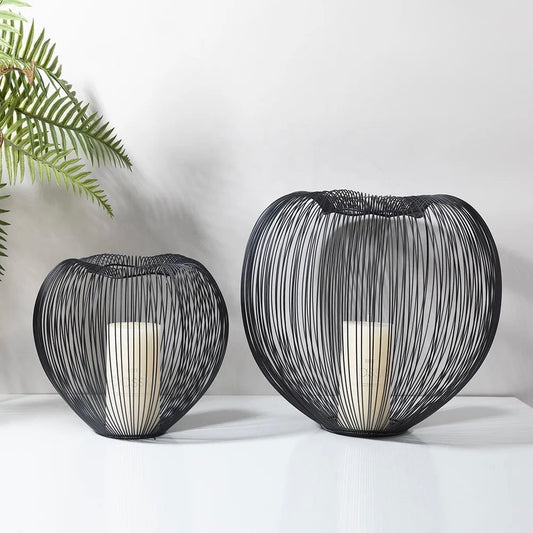 Unique Black Iron Apple Shaped Candle Holder