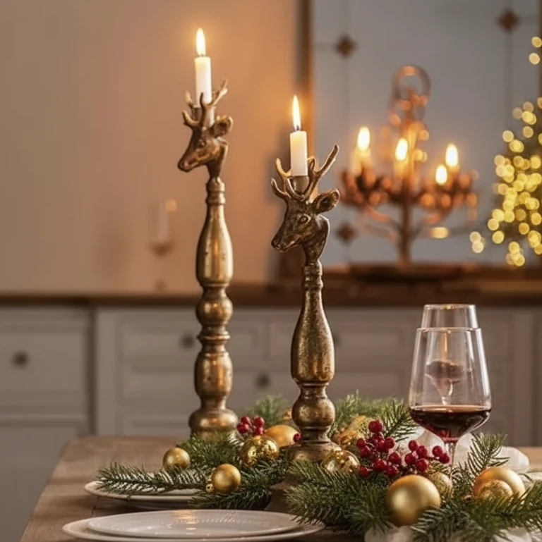 Support pour chandeliers en forme de tête d'élan