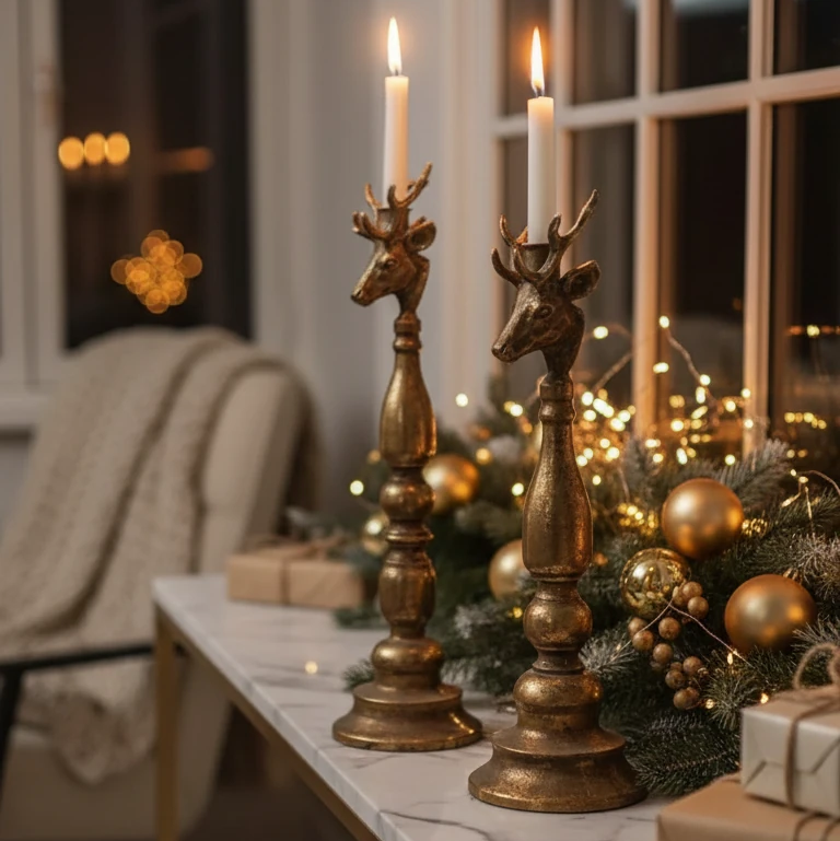 Support pour chandeliers en forme de tête d'élan