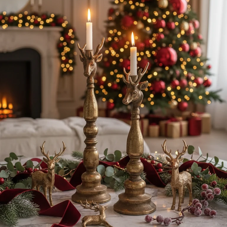 Support pour chandeliers en forme de tête d'élan