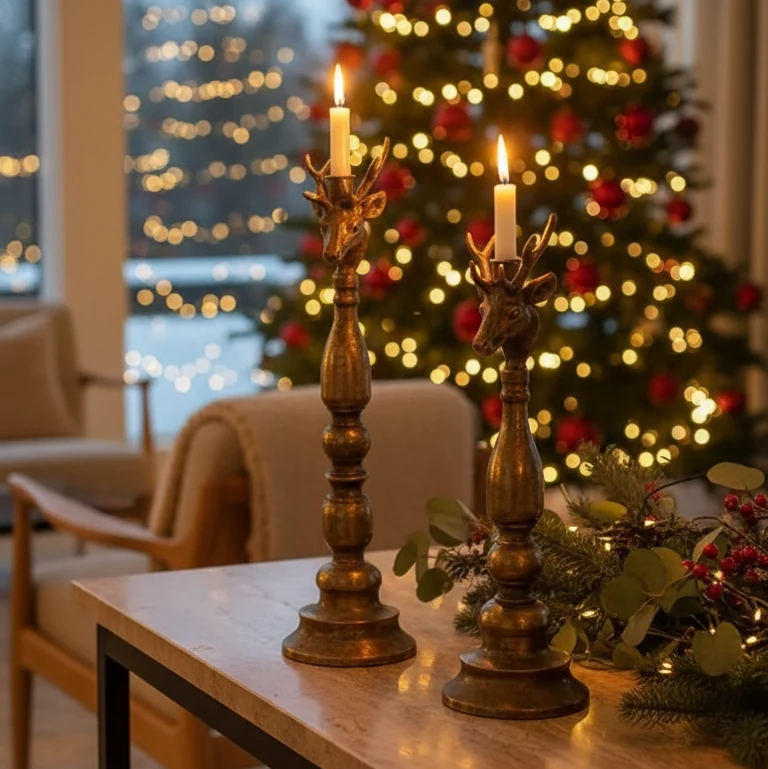 Support pour chandeliers en forme de tête d'élan