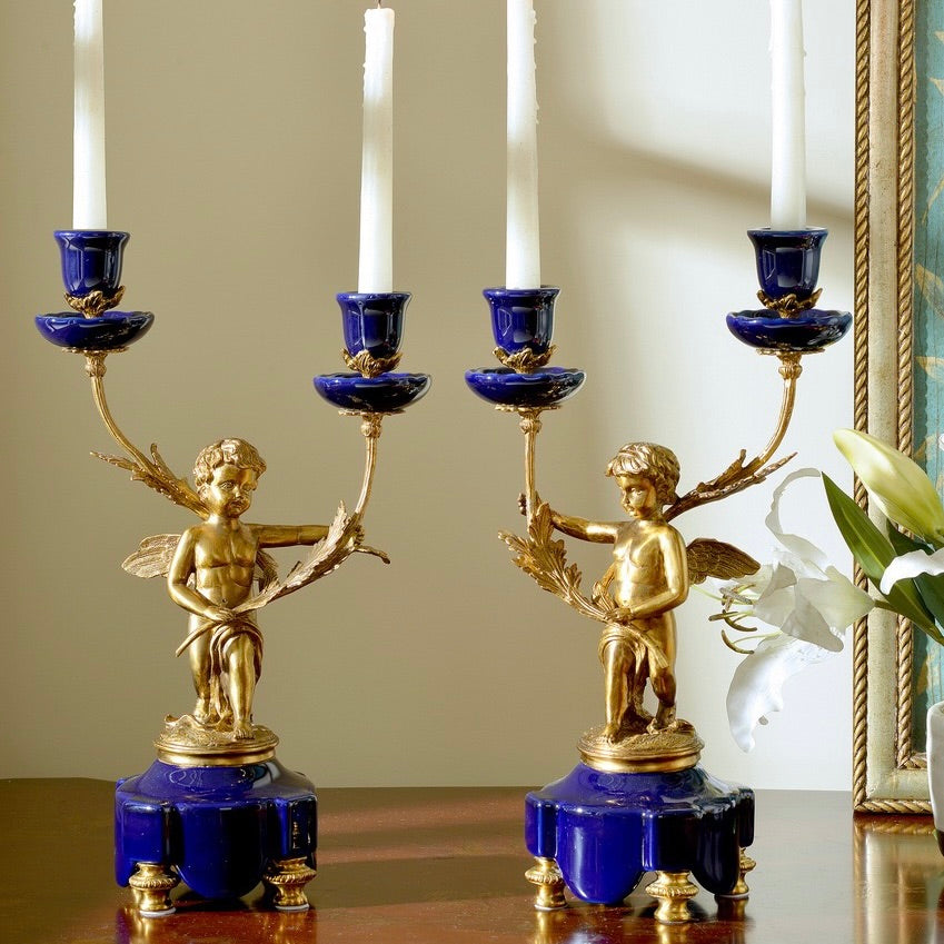 Pair of Angel Sculpture Candle Holder