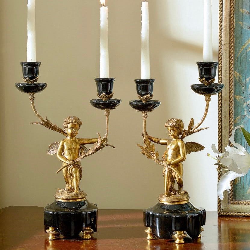 Pair of Angel Sculpture Candle Holder